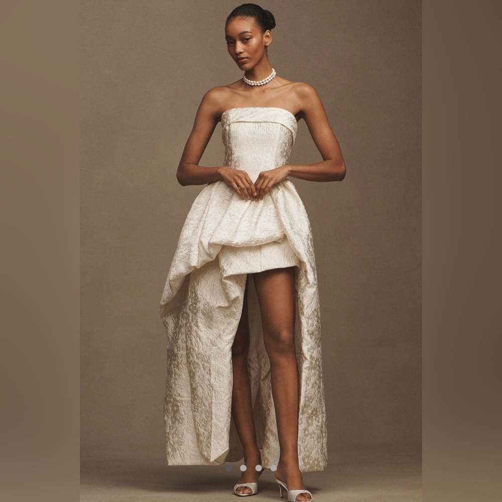 Elliat Galadirel Strapless Asymmetric Jacquard Dress